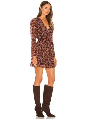 Ulla Johnson Esila Silk Abstract Ruffle Long Sleeve Mini Dress Size 6 Party Ikat thumbnail 2