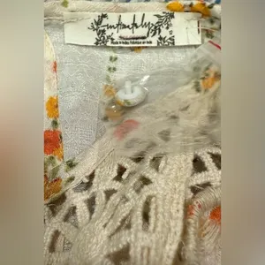 Free People Bali Tate Blousy Bodysuit Floral Top Tapioca Boho‎ Crochet XS thumbnail 6