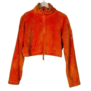 Akira Cozy Fleece Pullover Womens M Orange Cropped Half Zip Faux Fur Plush Y2K thumbnail 2