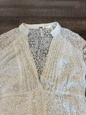 Free People Ivory White Uptown Lace Long Sleeve Mini Dress thumbnail 7