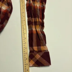 Wrangler Retro Plaid Western Shirt Women Medium Burgundy Orange Pearl Snap thumbnail 6