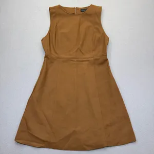 Zara Womens Faux Suede Fit and Flare Mini Dress Camel Brown Sleeveless Small‎ thumbnail 1