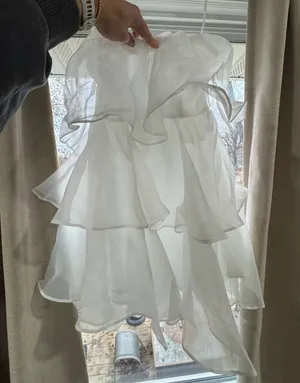 Billy J white ruffle mini dress, size S (8 AU) thumbnail 1
