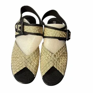 ❤️Bernie Mev Beatrice Slingback Sandal 37 US 6.5/7 Gold Woven Block 3” Heel Comf thumbnail 4