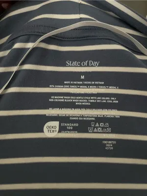 State of day Striped Navy & White Women’s Wrap Robe with Tie Belt thumbnail 5