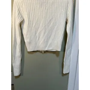Divided H&M Women's Size Small Full Zip Cardigan Sweater White Ribbed Double Zip thumbnail 8