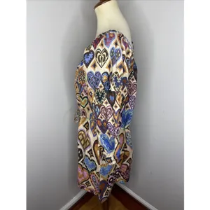 NEW FARM RIO Cream Hearts Ikat Puff Sleeve Dress Sz Small‎ thumbnail 3