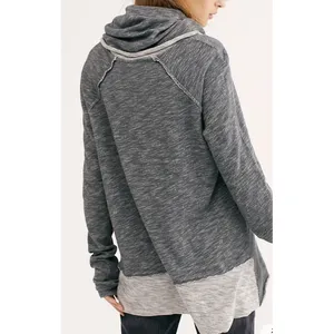 FP Beach Two Body Corps Deux Cowl Neck Space Dye Top Grey Long Sleeve Size XS/S thumbnail 3