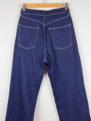 Zara High Rise Wide Leg Jeans Dark Indigo Blue 100% Cotton Size US 6 EU 38 thumbnail 10