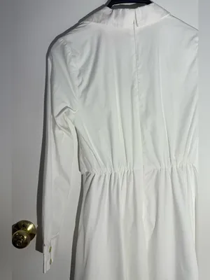 NWT Hutch White Button-Front Wrap Long-Sleeve VNeck Midi Shirt Dress 100% Cotton thumbnail 14