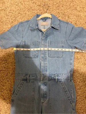Everlane Light Wash Denim Short Sleeve Coverall Jumpsuit Boilersuit Utility 0 thumbnail 14