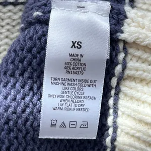 Aeropostale rugby stripe v-neck sweater beachy coastal navy and cream oversized thumbnail 5