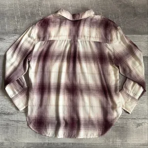 Madewell NEW Long Sleeve Flannel Popover Shirt Womens XL Plaid Burgundy Tunic thumbnail 8