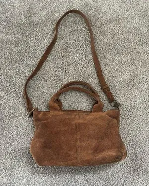 Urban Outfitters Purse Small Suede Leather Cross Body and Top Handles Zip Close thumbnail 2