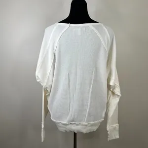 Free People Santa Clara Waffle Knit Thermal‎ Long Sleeve Top in Alabaster White thumbnail 10