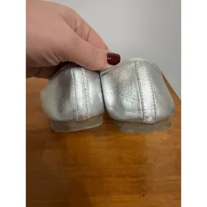 Talbots Womens Silver Metallic Leather Pointed Toe Bow‎ Ballet Flats Size 6.5 M thumbnail 6