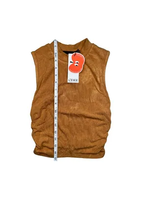 Cider Brown Ruched Sleeveless Mock Neck Top XS NWT thumbnail 5