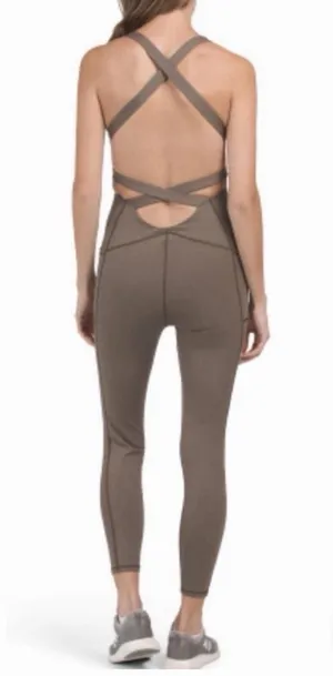 FREE PEOPLE Movement S Charcoal Brown My High One Piece Jumpsuit Small NEW pants thumbnail 1