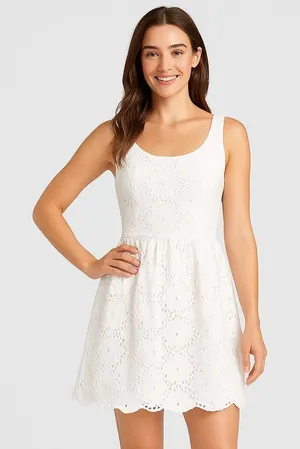 Lilly Pulitzer Calhoun Scoop‎ Neck Resort White Charleston Eyelet Dress Size 0 thumbnail 1