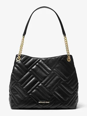 Michael Kors Peyton Large Quilted Tote Black Gold Chain Shoulder Bag black thumbnail 1