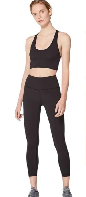 Lululemon Bra Racer Back Embroidered Eyelet Sports Bra Black Size 6 thumbnail 1