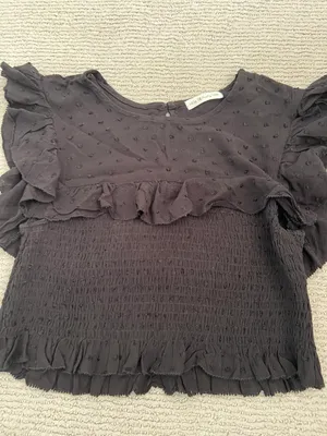 Olivaceous We’re All Pretty Girls Black Ruffle Polka Dot Top Skirt Set thumbnail 2