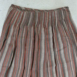 Weekend Max Mara Linen Striped Sequin Embroidered Midi Skirt Brown Grey 6 thumbnail 3