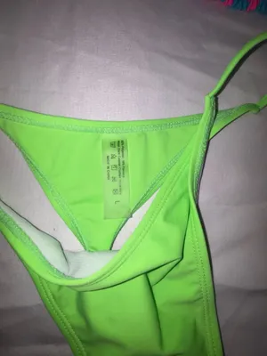 Neon Green and Psychedelic Smiley Print Thong Bikini Set thumbnail 3
