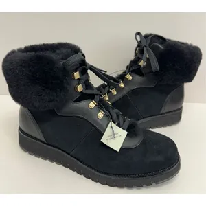 Cole Haan Winter Fur Boots Size 7.5B Womens Waterproof‎ Black Lugged Sole thumbnail 4