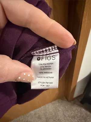 Figs Women’s Deep Purple One Pocket Catarina Scrub Top‎ XXL thumbnail 3
