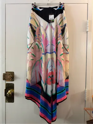 NWT Roberto Cavalli Resortwear Gonna Assymetrical Silk Maxi Skirt US 6 thumbnail 5