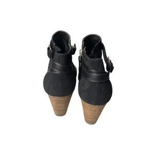 Dr Scholls Memory Foam Wedge Ankle Boots 9.5W Black Buckle Strap Double Bootie thumbnail 2