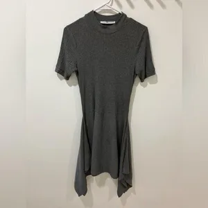 Anthropologie Women Small Susana Monaco Grey Ribbed Mini Dress Fall Chic thumbnail 3