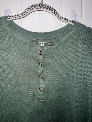 American Eagle Waffle-Knit Henley thumbnail 2