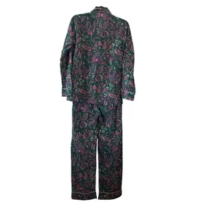 Roller Rabbit Silk Cotton Blend Green Pink Floral Pajama Set Size XXS thumbnail 5