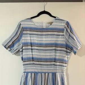 Polagram Blue and White Striped Short-Sleeve Jumpsuit thumbnail 3