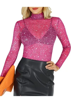 Amazon Glittery Sheer Top thumbnail 1