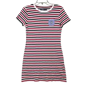 Tommy Hilfiger Dress Womens Small Multicolor Striped T Shirt Short Sleeve Pocket thumbnail 2