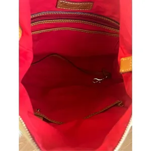 Dooney & Bourke Tan Brown Canvas Bag Leather Trim thumbnail 4