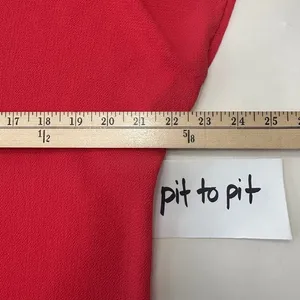 Adrianna Papell Blouse Top V-Neck‎ Short Sleeve Button Up Orange Red Women Large thumbnail 10