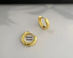 10mm Small Gold Hoop Earrings for Men Women Streetwear Unisex Earrings thumbnail 2