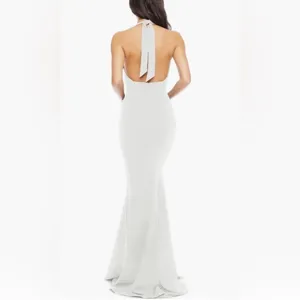 NWOT Dress The Population Camden Mermaid Hem halter white Gown sz XS thumbnail 6