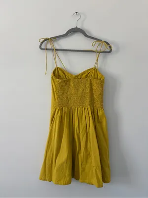 Cleobella Lennon Tie Strap Sleeveless Corset Cotton Mini Dress Golden Yellow S thumbnail 4
