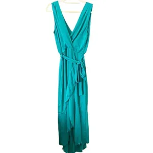 FLOUNCE LONDON Wrap‎ Satin Midaxi Dress Sz 8 thumbnail 2