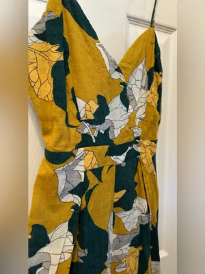 Lulus Isla Mujeres Yellow Tropical Print Tie-Back Wide Leg Jumpsuit thumbnail 4