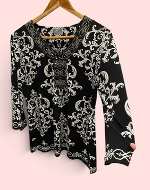 Cute Y2K stretchy flowy baroque bling collar top JM Collection regency old money thumbnail 1
