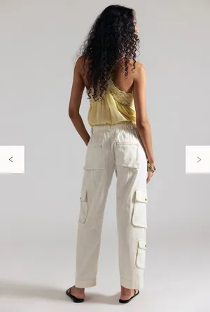 Free People We The Free Tahiti Cargo Pants Tofu Ivory XL Low Rise Utility thumbnail 2