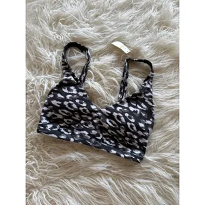 Aerie Goals Plunge Sports Bra Gray Size Small thumbnail 3