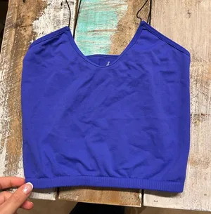 New without tags- free people skinny strap brami crop top in cobalt blue thumbnail 1