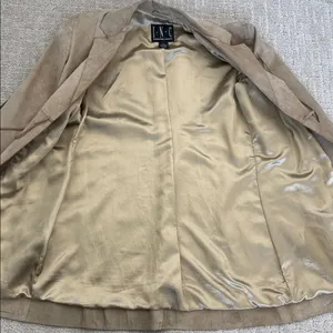 Vintage Tan Suede Blazer tie front long coat thumbnail 5